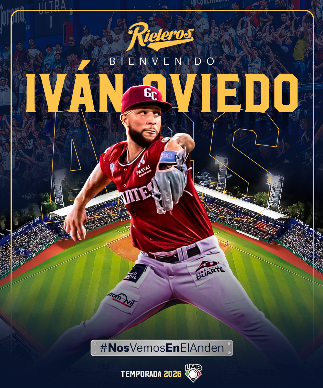 Iván Oviedo se integra a los Rieleros de Aguascalientes para la temporada 2026