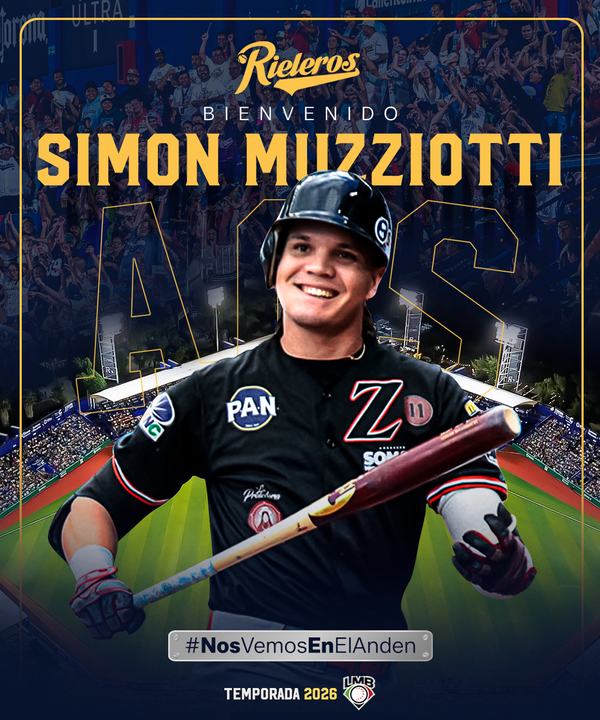 Simón Muzziotti llega a los Rieleros de Aguascalientes para la temporada 2026.